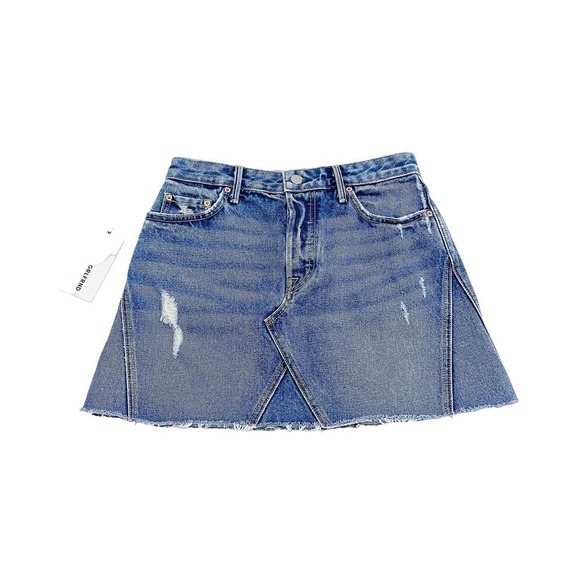GRLFRND Denim The Eva Short A-Line Skirt with Panels No Stretch SZ26 - Picture 1 of 8